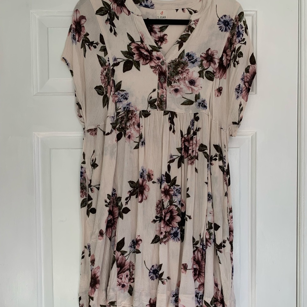 Floral cream tunic dress
